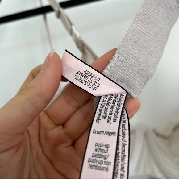 Victoria’s Secret Dream Angels Beaded Lace White Beige Push Up Unlined Bra 34C - Picture 9 of 9